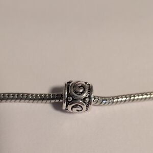 Silver Swirl Spacer Charm for Pandora Style Bracelet